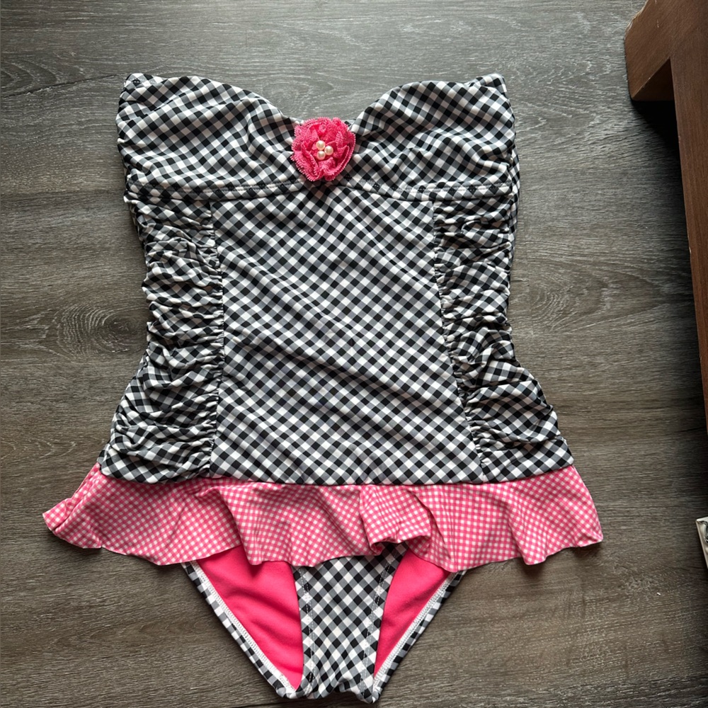 Hobie Pink and Black Checkered Swimsuit